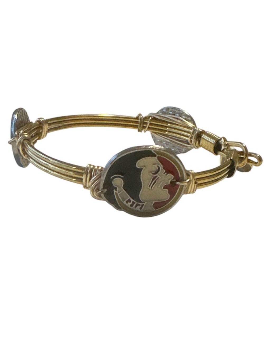 Bourbon and Bow ties Florida State Gold  Tone Wire Wrapped  Bangle Bracelet